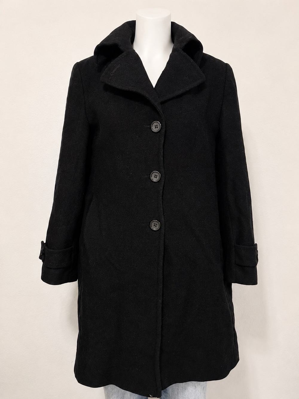 Larry Levine Black Single-Breasted Pea Coat